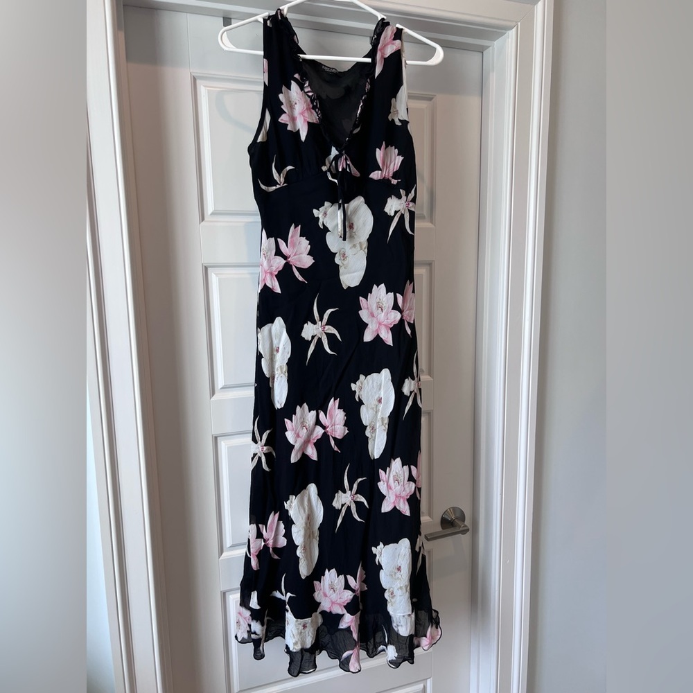 Y2K Karen Kane Vintage Black Floral Midi